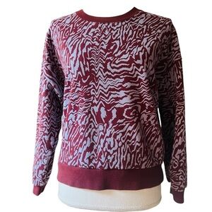MADEWELL WOMEN’S PURPLE OVERSIZED  SWEATSHIRT SIZE SMALL WITH ABSTRACT PATTERN